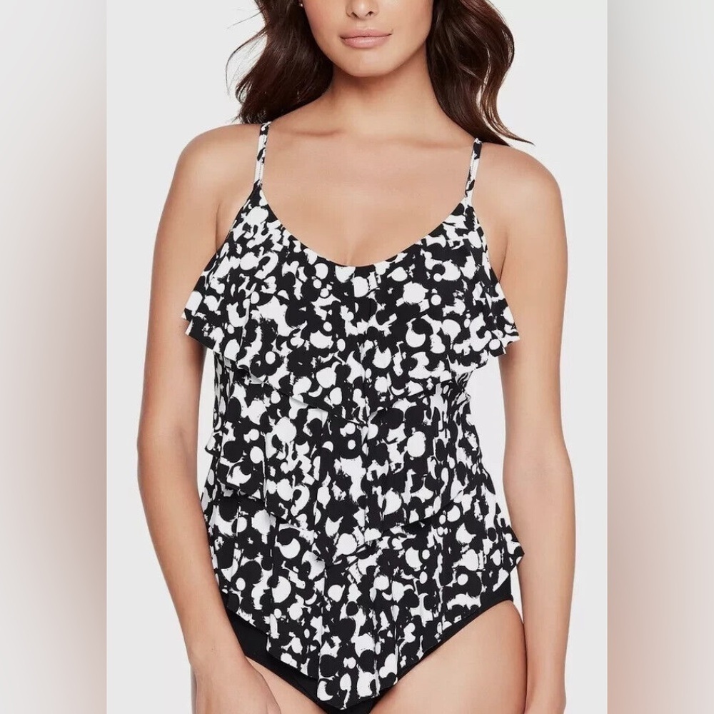 NWT Magicsuit Black Hot Spot Rita Tankini Top Size 8